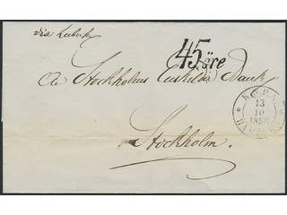 Sweden. Postage due mail. Postage due cancellation 45 ÖRE on cover sent from KSPA …