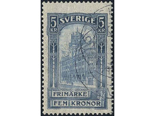 Sweden. Facit 65vm1 used, 1903 General Post Office 5 Kr blue, inverted wmk. SEK 2000