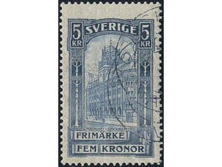 Sweden. Facit 65vm1 used, 1903 General Post Office 5 Kr blue, inverted wmk. SEK 2000