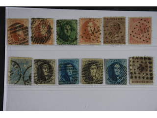 Belgium. Used 1851- 1866. All different, e.g. Mi 9 I+II, 10B, 13B, 17, 21-22. Mostly …