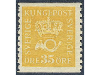 Sweden. Facit 156cxz ★★ , 35 öre yellow type I with watermark lines + KPV. SEK 7000