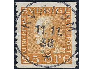Sweden. Facit 184 used , 25 öre orange on white paper. EXCELLENT cancellation KVÄNUM …