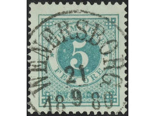 Sweden. Facit 30b used , 5 öre dull bluish green. EXCELLENT cancellation WENERSBORG …