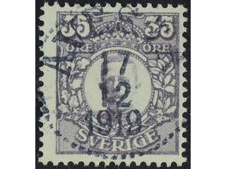Sweden. Facit 89 used , 35 öre violet. EXCELLENT cancellation AVESTA 17.12.1919.