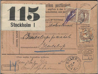 Sweden. Facit 88, 86 on brev, 25+2×30 öre on address card for cash on delivery parcel …