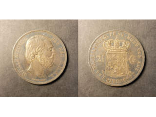 Nederländerna Willem II (1840-1890) 2½ gulden 1869, AU tonad