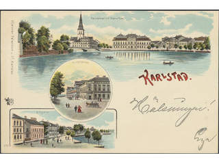 Sweden. Postcard Facit 52 , Gruss Aus. Karlstad, used card sent within FILIPSTAD LBR …