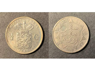 Nederländska Ostindien 1/4 gulden 1854, XF