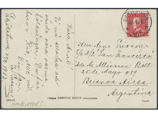 Sweden. Facit 177A cover , 15 öre on picture postcard (Klosters Kyrka) sent from …