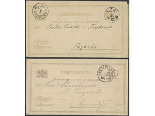 Sweden. Postal stationery, official postcard Facit TjbK1 , Postcard 6 öre, four used …