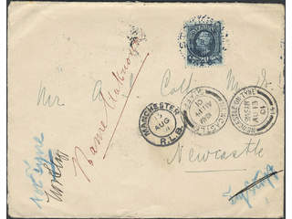 Sweden. Facit 56 cover, 20 öre on nice cover sent from STOCKHOLM 10.8.01 to NEWCASTLE ON …