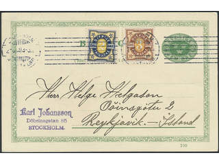 Sweden, Sverige, Sverige, Sverige. Postal stationery, Single postcard, Facit bKe12, F62, …