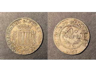 Spanien - Barcelona 1 peseta 1837, VF-XF