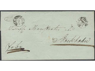 Sweden. N county. LAHOLM 3.1.1834, arc postmark type 2, two cancellations, on cover sent …