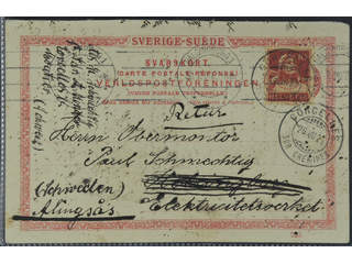 Sweden. Postal stationery, double postcard Facit bKd14 , Response card 10 öre …