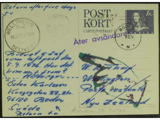 Sweden. Postal stationery, single postcard Facit bKe69 , Postcard 1 kr sent from NODEN 1 …
