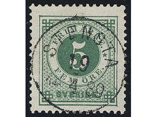 Sweden. Facit 43b used , 5 öre dark green, clean distinct print. EXCELLENT cancellation …