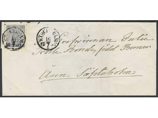 Sweden. Facit 9j1 cover , 12 öre ultramarine-grey from del. (print) 22A, on cover sent …