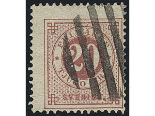 Sweden. Facit 33. Cancellations, FINLAND. Finnish figure cancellation on 20 öre Circle …