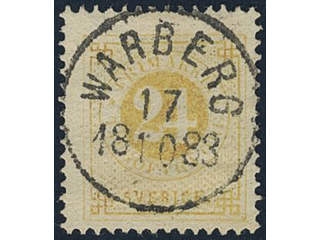 Sweden, Sverige, Sverige, Sverige. Facit 34e used, 24 öre dull yellow-orange. EXCELLENT …