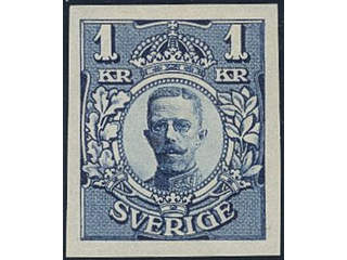 Sweden. Facit 77P (★), 1 kr Vienna-plate proof in blue colour on paper without watermark.