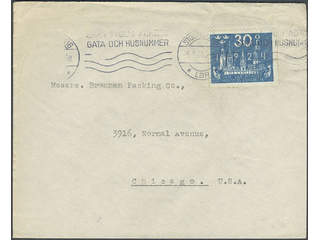 Sweden. Facit 201 cover , 30 öre on cover sent from STOCKHOLM 16 5.8.24 to USA.