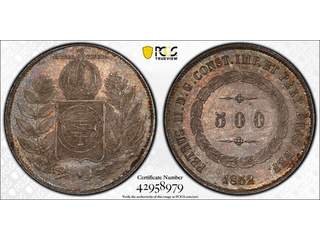 Brazil Pedro II (1831-1889) 500 reis 1852, UNC, PCGS MS64