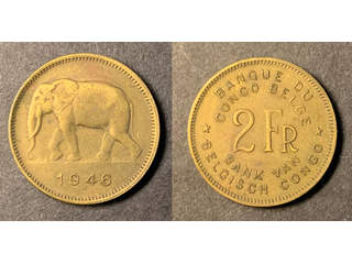 Belgiska Kongo 2 francs 1946, VF