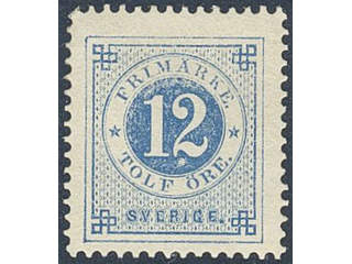 Sweden. Facit 32g ★ , 12 öre dark blue - light blue on soft paper. Fresh copy. SEK 300