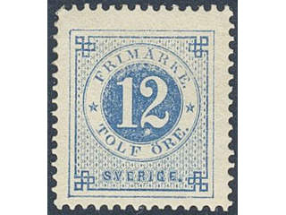 Sweden. Facit 32g ★ , 12 öre dark blue - light blue on soft paper. Fresh copy. SEK 300