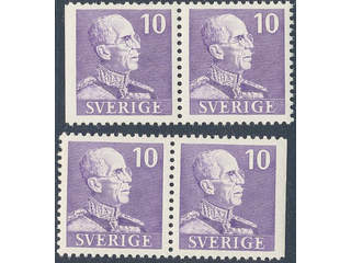 Sweden. Facit 269BC/CB ★★ , 1939 Gustaf V small numerals 10 öre pair 3+4 and 4+3. Very …