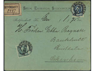 Sweden. Facit 52, 56 cover , 5+20 öre on beautiful cash on delivery cover sent from …