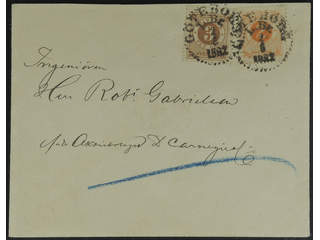 Sweden. Facit 40, 41 cover , 2+3 öre on local cover cancelled GÖTEBORG LBR 2.6.1892. The …