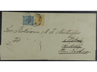 Sweden. Facit 10, 9 cover , 12+24 öre on 3-fold cover sent from KRISTIANSTAD 5.12.1865 …