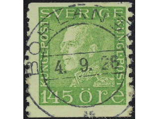 Sweden. Facit 195 used , 145 öre yellow-green. EXCELLENT cancellation BORLÄNGE 4.9.26. …